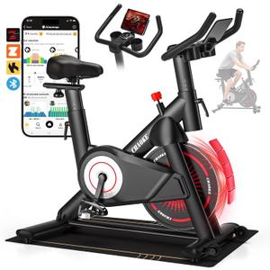 Exercise Bike, CHAOKE Quiet Adjustable Magnetic Resistance Stationary Bike for Home Cardio with App Compatible, 350LB Weight Capacity Indoor Cycling Bike with Comfortable Seat & Digital Display