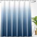 OLANLY Luxury Blue and White Ombre Shower Curtain Sets with 12 Hooks, Waterproof and Washable Decorative Shower Curtains for Bathroom, 72x72 Inches