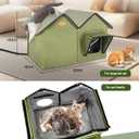 Heated Cat House for Outside Cats in Winter, Large Insulated Heated Outdoor Cat House Weatherproof with Elevated Base & Escape Door, Waterproof Cat Shelter for Multiple Cats Feral Stray Barn Kitty (Green)