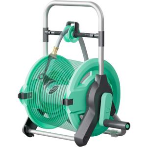 Portable Garden Hose Reel Cart, Hold Up to 50-75 Ft Hose, Wall Mounted Water Hose Reel, Mobile Garden Hose Holder Tools With Built-In Guide, for Outside Car Washing, Watering