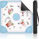 Puresora Mahjong Mat Mah Jong Table Mat Accessories, 31.5"x31.5", Cocktail | Portable, Neoprene Majong Mat with Instructions, Chinoiserie Mahjong Gifts for Women, Non-Slip Rubber Pad