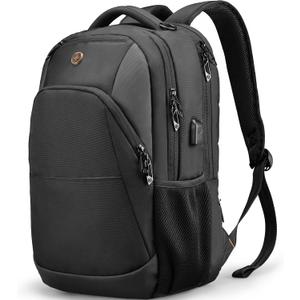 Swissdigital Design Travel Laptop Backpack, College Laptops Backpack with USB Charging Port for Men and Women Fits 16 Inch Notebook, Black | SD1670-01