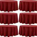 Round Tablecloth 120 Inch Tablecloth 6 Pack Red Table Cloths Washable Decorative Linen Polyester TableClothes Cover for Dining Table Banquets Buffet Parties and Wedding