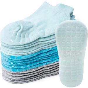 Baby Non Slip Ankle Socks with Grippers for 0 Months-7 Years Old Walking Socks (1-3T, 9-pairs/2402b)