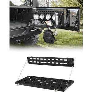 JROAD Non-Destructive Installation Wrangler JK Tailgate Table for 2007-2018 Jeep Wrangler JK JKU Rear Door Foldable Storage Shelf MOLLE Panel Tailgate Storage Cargo Rack