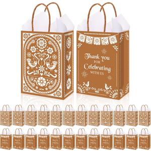 24pcs Cielito Lindo Baby Shower Decorations Party Favor Thank You Gift Bags with Handle Tissue Paper Mexican Paper Goodie Bags for Guests Baby Shower Gender Reveal Birthday Wedding Christmas(Classic)