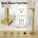 BWE Brushed Gold Freestanding Bathtub Faucet with Handheld Shower Head Single Handle Floor Mounted Tub Filler Waterfall Tub Spout Solid Brass Construction Bathtub System Brushed Gold