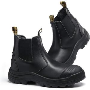 Men's Work Boots Steel Toe Soft Toe Waterproof Slip On Anti-Puncture Slip Resistant Safety Working Boots (11.5 Wide)