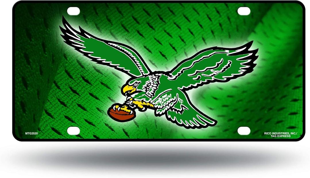 Rico Industries NFL Football Modern Retro Metal Auto Tag 6" x 12" - Great for Truck/Car/SUV