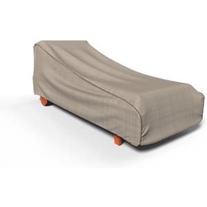 Budge P2A02PM1 English Garden Patio Chaise Lounge Chair Cover Heavy Duty and Waterproof, Medium, Tan Tweed