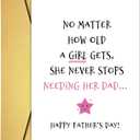 Supoeguk Heartfelt Fathers Day Card from Daughter, Sweet Happy Father's Day Cards for Dad, Never Stop Needing Her Dad...