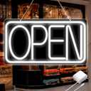16.5" X 9" Led Neon Open Signs for Business Ultra Bright Plug In Electric Light Up Open Signs with ON/OFF Switch and 12V/2A AC Adapter for Storefront Window Bar Salon Coffee Stores (White)