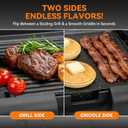 Bakers Friend Indoor Searing Grill & Griddle, Electric Griddle with 2 in 1 Indoor Grill and Griddle Plate Indoor Grill with Removable Plate & Lid, Silicone Mold, Dishwasher Safe, Graphite