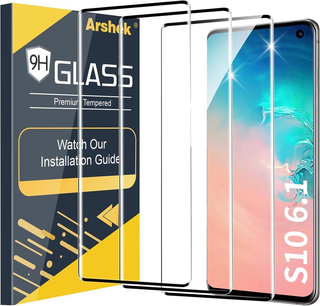 3 Pack Galaxy S10 Screen Protector, 9H Tempered Glass, Ultrasonic Fingerprint Support, 3D Curved,HD Clear Scratch Resistant for Samsung S10 Glass Screen Protector