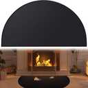 Svepndic 46 x 26 Fireplace Hearth Mat Fire Resistant Half Round Fireproof Fireplace Mat Black Fire Retardant Pad Fireplace,Protect Floors Patio from Sparks Embers