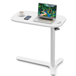 Muvai 30" Large Overbed Table with Wheels Adjustable Height Ideal Bedside Table for Home Medical Use - Rolling Table for Hospital - Over Bed Desk,Versatile Bedside, Lap Desk, Laptop Stand,White