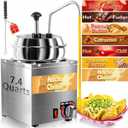 Nacho Cheese Dispenser, 7.4Qt Nacho Cheese Warmer with Stainless Steel Pump, Hot Fudge Warmer W/6-Level Temperature Adjustment, Commercial Sauce Dispenser Machine for Butter Cheese Caramel