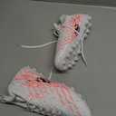 Kids Slip On Soccer Cleats for Boys Girls Youth Training Football Shoes, 1 Little Kid, Pink/White