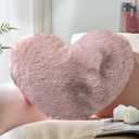 YRXRUS Heart Pillows, Love Heart Shaped Pillow, Small Cute Dusty Pink Heart Pillows for Gifts, Faux Rabbit Throw Pillows for Her, Kids, Girls Home Decoration, 10X11 Inch (Bean Paste Pink)