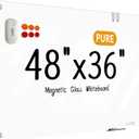 Glass Whiteboard - Glass Dry Erase Board 48" x 36" Magnetic Pure White Board Glass Writing Board White Boards for Walls Wall Office Home