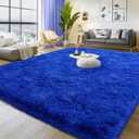 9x12 Large Area Rug, Bright Blue Soft Ultra Fluffy Plush Rug