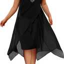 Womens Plus Size Chiffon Dress Loose Sleeveless Flowy Cocktail Party Midi Dresses Black X-Large Plus