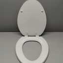 KOHLER K-4647-0 Stonewood Elongated Toilet Seat, Wooden Toilet Seat, White, Fits most elongated toilets, Includes color-matched plastic hinges