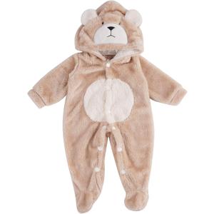 BABESIDE Reborn Baby Doll Clothes Set for 17"-22" Dolls Accessories, Cute Bear Baby Doll Clothes Onesie with Hat for Realistic Baby Dolls Girls & Boys, Khaki
