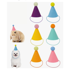 Mini Party Hats for Stuffed Animals, Birthday Party Cone Hats Dolls Dog Cat Rabbit Puppies Assorted Animal Birthday, 5 Pcs