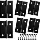 6PCS 2 inch Hinges, Butt Door Hinges Cabinet Hinges 1.2mm (0.047") Thick Stainless Steel Black Coated Finish, Small Hinges with 24 Screws for Wood/Jewelry Boxes Indoor/Outdoor