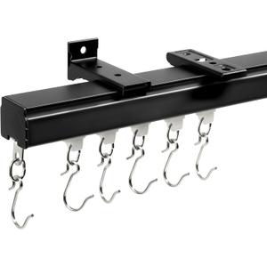 Aluminum Ceiling Curtain Track Black 12-15 ft 1 Pack Wall Mount