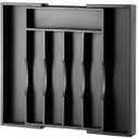 Expandable Bamboo Kitchen Drawer Organizer for Cutlery and Utensils, Adjustable Bamboo Wood Cutlery Tray in Drawer for Flatware and Silverware in Kitchen, (Black) (7 Slots Expandable)
