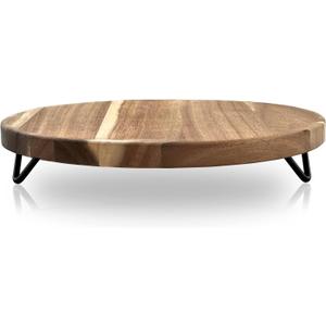 WILDMOS Decorative Round Wood Riser for Display,Pedestal Tray for Home or Kitchen and Bathroom Countertop Organizer,Farmhouse Kitchen Counter Decor Tray. (12-inch)