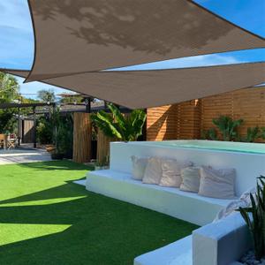 TANG 8' x 8' x 11' Sun Shade Sail Right Triangle Shade Canopy Patio Cover UV Block Permeable Cloth Fabric for Pergola Backyard Porch Deck Garden Carport Awning Outdoor Activity, Brown