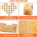 25 Pcs Bread Bags for Homemade Bread, Sourdough Paper Bags With Window, 50% Thicker 13.7x8.2x3.7in A Large Bakery Bag Used for Storage Bakery Cookies & Snacks, 40 Cute Sealing Stickers with Ties, 13.7 X 8.3 X 3.7 Inches