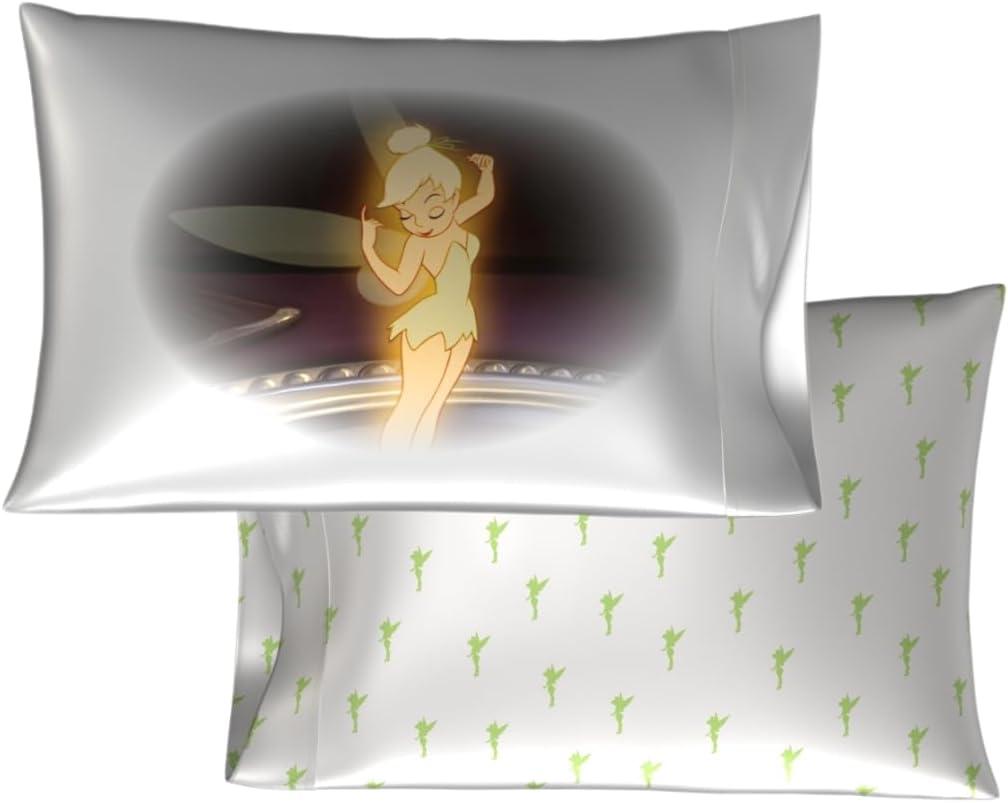 Disney Tinkerbell Beauty Silky Satin Standard 2 Pack Pillowcase Cover Set 20x30 for Hair and Skin, (Officially Licensed Product) by Franco Collectibles