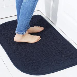 COSY HOMEER 27X18 Inch Anti Fatigue Kitchen Rug Mats are Made of 100% Polypropylene Half Round Rug Cushion Specialized in Anti Slippery and Machine Washable (Navy 1pc)