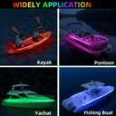 Battery Operated Marine Submersible Boat Lights Strip, 2 Pcs 4FT 9V IP68 RGB Golf Cart Canopy Roof Underglow Lights, Kayak Paddleboard Light, Boat Interior Deck Courtesy Light