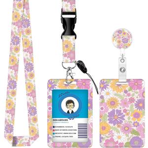 ID Badge Holder with Breakaway Lanyard, Retractable Badge Reel,Lanyards for Id Badges，Work Name Tag Breakaway Lanyard ID Card Protector Case for Teacher Nurse Work Office(Daisy Blossom)