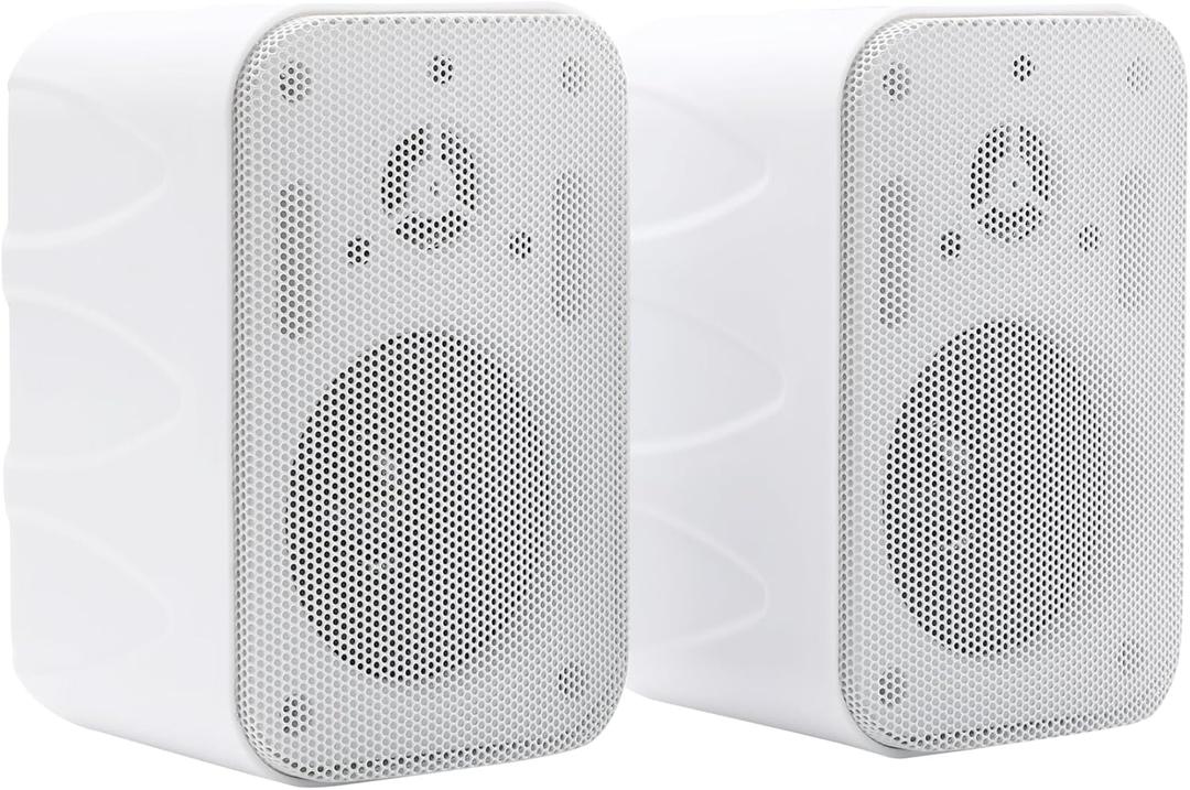 3.5 inch Outdoor Speakers Wired, Waterproof Wall Mount Speakers, Ideal for Patio, Poolside, Garage, Pair, White