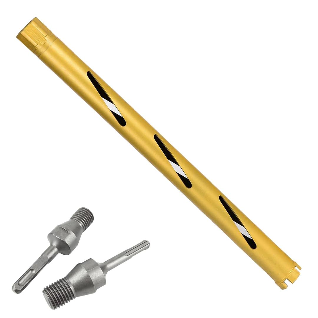 1.5" Dry Core Drill Bits for Cured Concrete with Rebar Brick Blonck Masonry etc 13in/330mm Drilling Depth10mm Diamond Segment Height2 Adapters