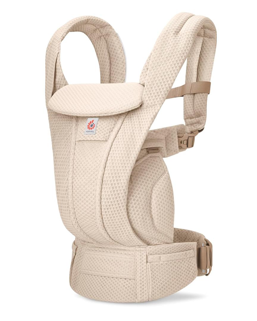 Ergobaby Omni Deluxe Baby Carrier for Newborn to Toddlers 0-48 Months (7-45 lbs) - 4-Position Breathable Mesh Baby Carrier with Ergonomic Support, Storage Pockets, and Sun Hood - Natural Beige