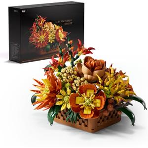 Nifeliz Floral Basket Building Set for Adults, Fall-Inspired Flower Arrangement Decor Kit, Seasonal Home or Office Display, Mindful Gift Idea (1,284 PCS, NF10325)