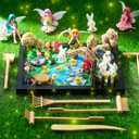Soulchen Zen Garden Kit for Table Decor Christmas Sand Zen Garden Gifts Mini Sandbox Set with Black Wooden Tray, Sand, Tools & Accessories Japanese Gifts for Meditation Room Office Home(Fairy Style)