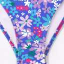 Tainehs Women's Push Up V Neck Bikini Sets Criss Cross Back Two Piece Bathing Suit (Blue, L)