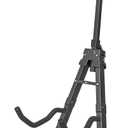 GLEAM Adjustable Folding Guitar Stand, A-style with Neck Holder, Fully Assembled for School Music Program, Concerts & Multiple Users, Black, Fit Guitar Bass Ukulele and Banjo