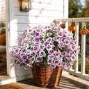 Grunyia Artificial Flowers 16Pcs Realistic Fake Pansy Silk Flowers UV Resistant for Outdoors, Lifelike Faux Pansies for Planters, Window Boxes, Spring Home Decor (White & Pink)