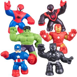 Heroes of Goo Jit Zu Marvel Mega Mini 6 Pack - Superhero Toys, Squishy, Stretchy, Gooey Mini Heroes - Ironman, Spider-Man, Captain America, Miles Morales, Hulk and Black Panther
