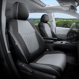 FEINEPRO Customized for Toyota Sienna Seat Covers 2021-2026 Sienna 8 Seats 3 Row, Leather Car Seat Covers Waterproof Seat Covers Full Set for Cars, Car Seat Protectors, Airbag Compatible(BlackGrey)