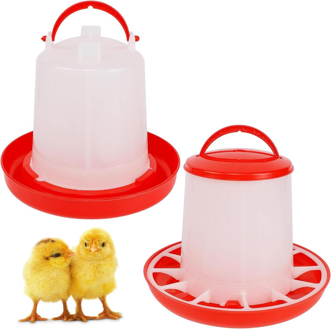 winemana Chick Feeder and Waterer Set  1 LB + 1 L Hanging Plastic Containers for Outdoor Baby Chicks Small Poultry Drinkers Feeders